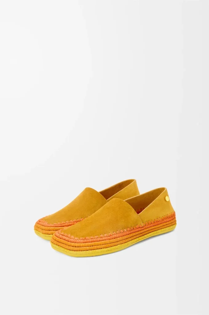 Rio slipper in suede and raffia Orange