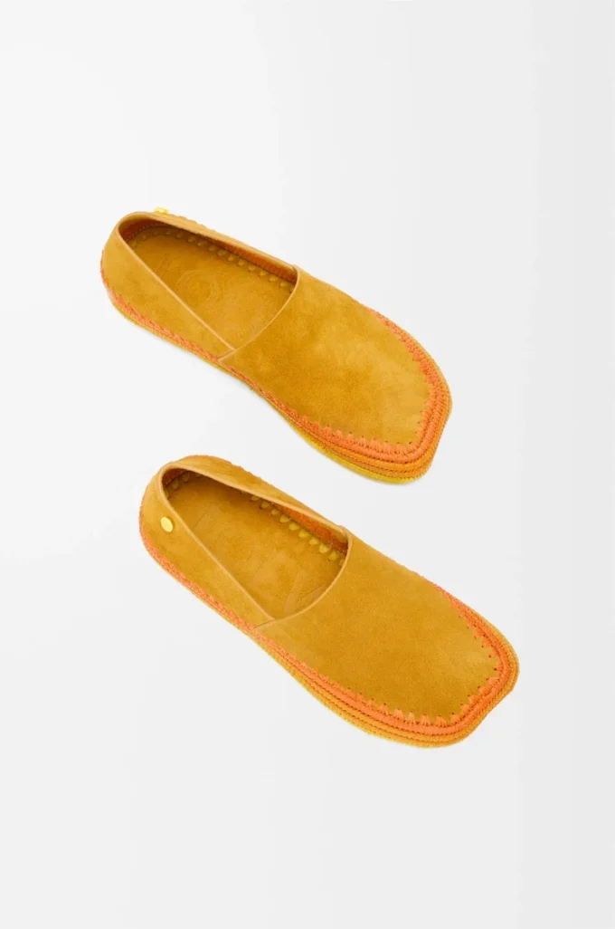 Rio slipper in suede and raffia Orange