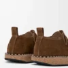 Rivet lace-up in suede calfskin Brown