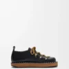 Rivet lace-up in vegetable-tanned calfskin Black
