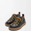 Rivet lace-up in vegetable-tanned calfskin Black