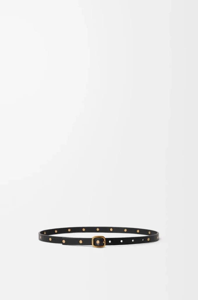 Rounded soft belt in classic calfskin Black/Gold Rounded soft belt in classic calfskin Black/Gold