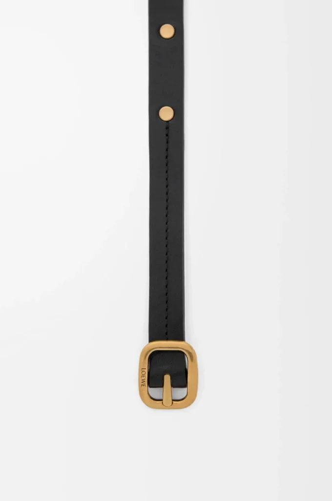 Rounded soft belt in classic calfskin Black/Gold Rounded soft belt in classic calfskin Black/Gold