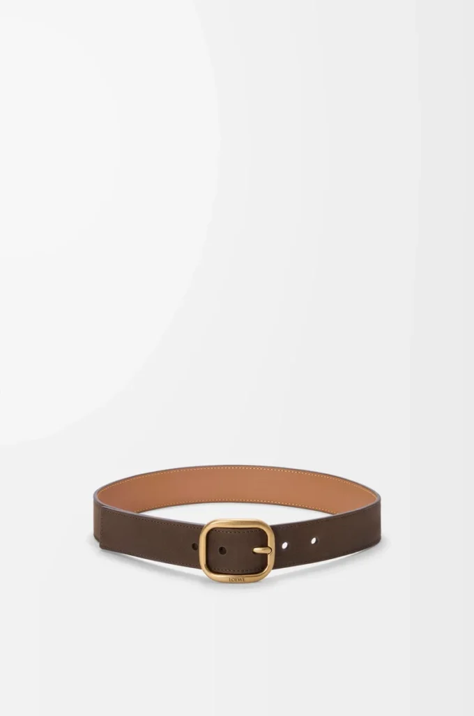 Rounded soft belt in nubuck Tundra/Vintage Gold Rounded soft belt in nubuck Tundra/Vintage Gold