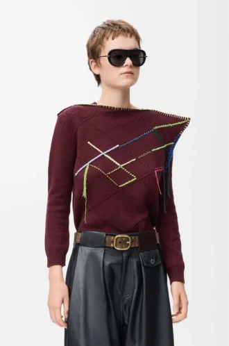 Rounded soft belt in suede calfskin Wood/Vintage Gold