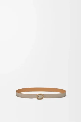 Rounded soft belt in supple grained calfskin Clay/Gold