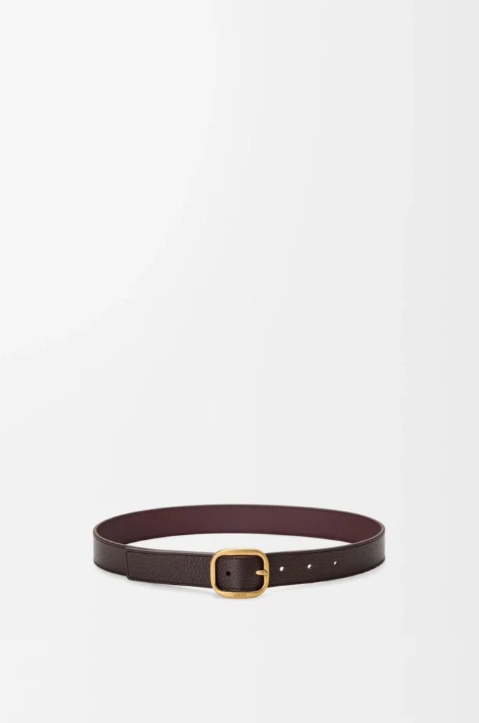 Rounded soft belt in supple grained calfskin Oxblood/Vintage Gold Rounded soft belt in supple grained calfskin Oxblood/Vintage Gold