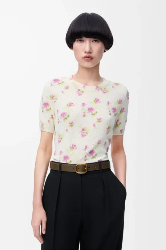 Rounded soft belt in supple grained calfskin Tundra/Gold