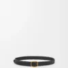 Rounded soft woven belt in calfskin Black/Gold