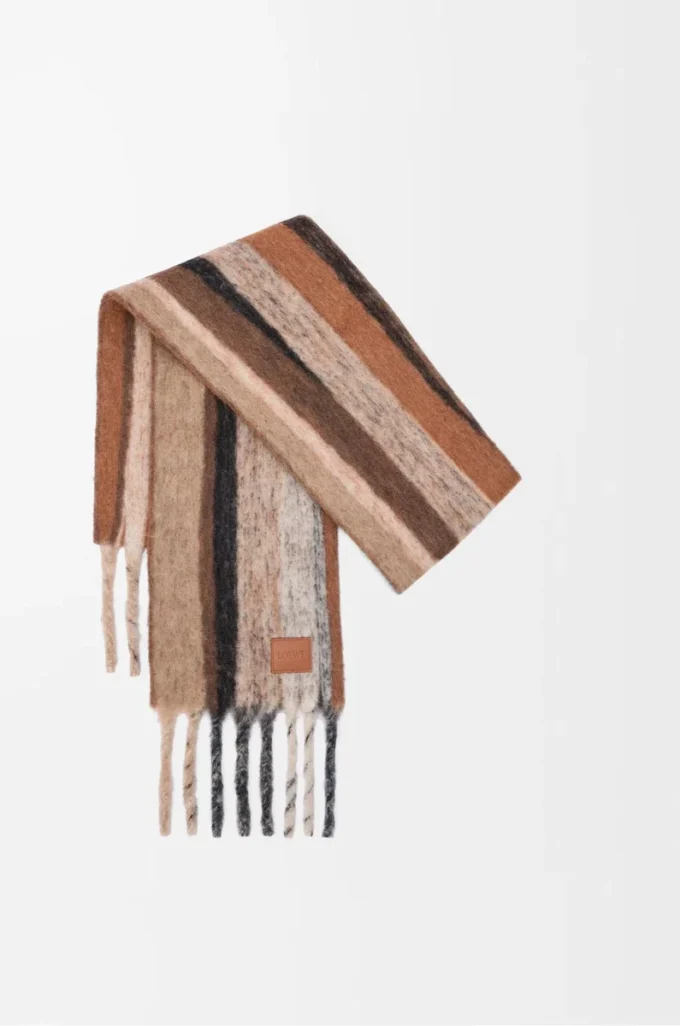 Scarf in alpaca and wool blend Beige/Multicolor