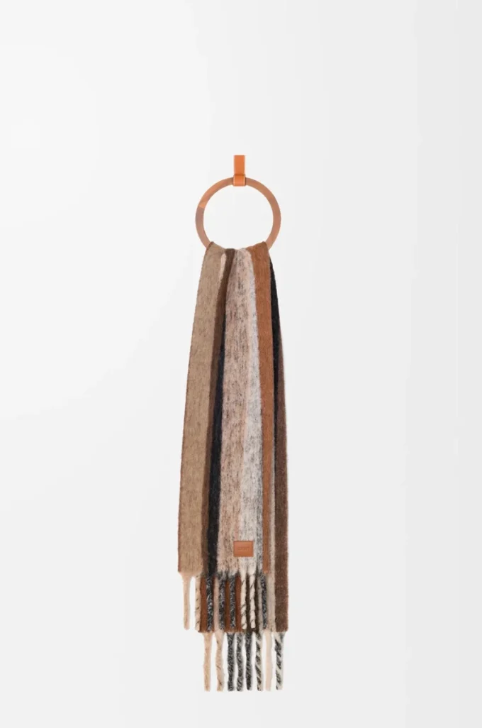 Scarf in alpaca and wool blend Beige/Multicolor