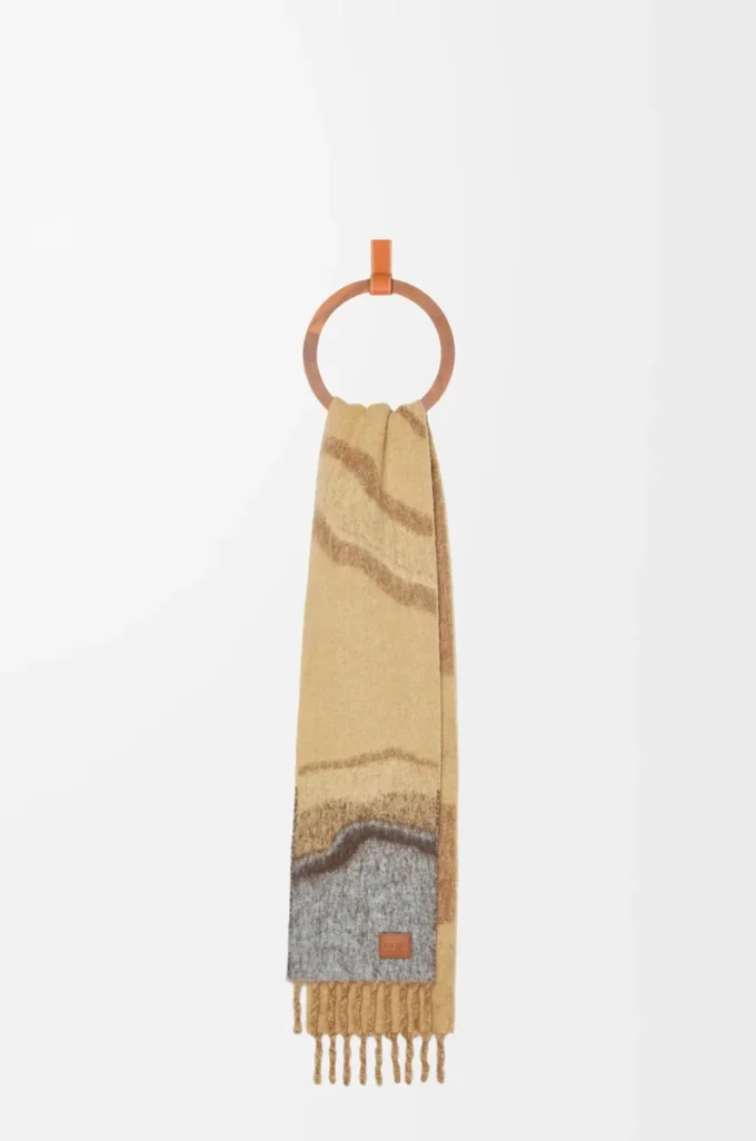 Scarf in alpaca and wool blend Camel/Multicolor