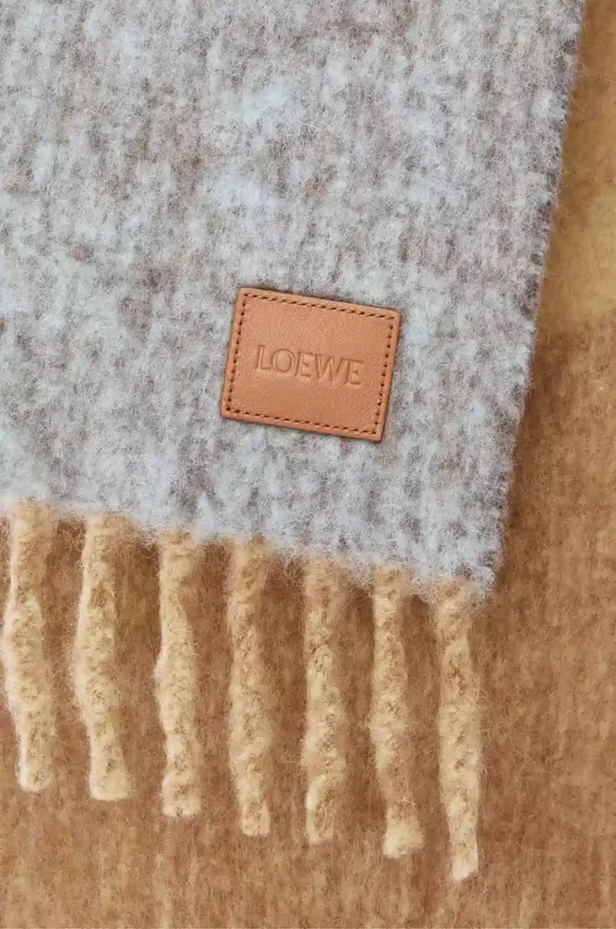 Scarf in alpaca and wool blend Camel/Multicolor