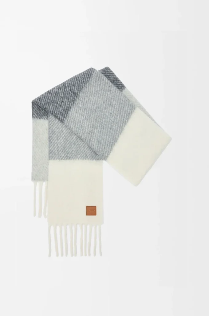 Scarf in alpaca and wool blend Grey/White
