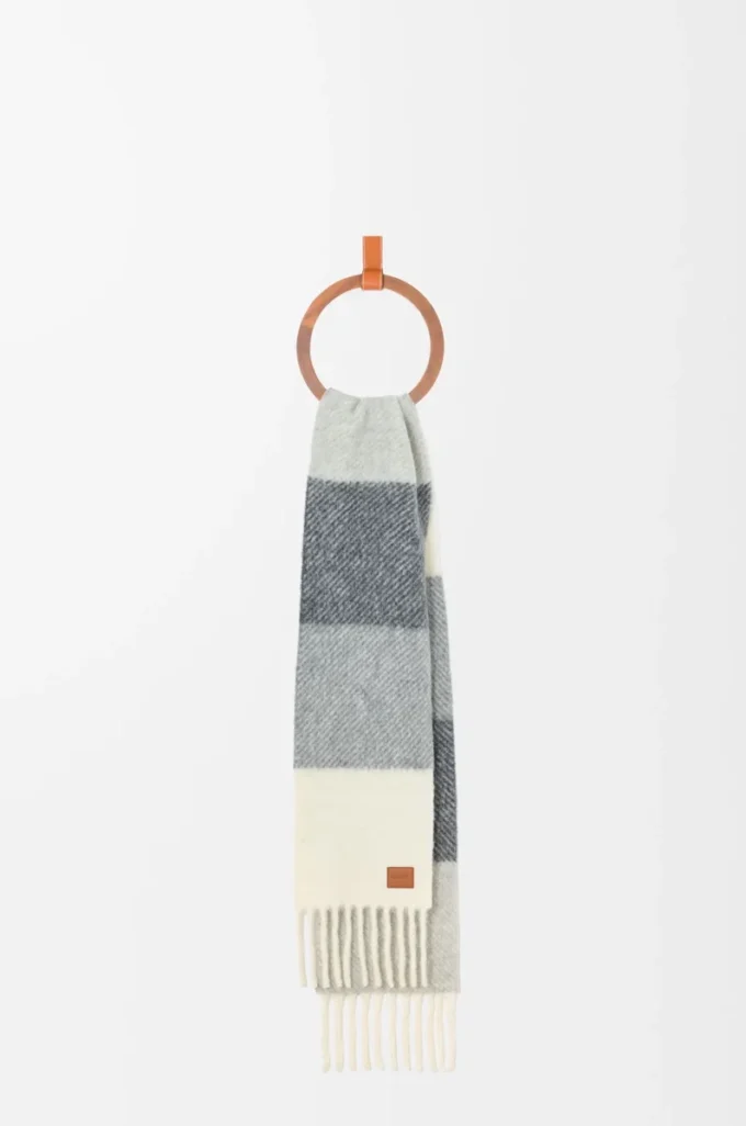 Scarf in alpaca and wool blend Grey/White