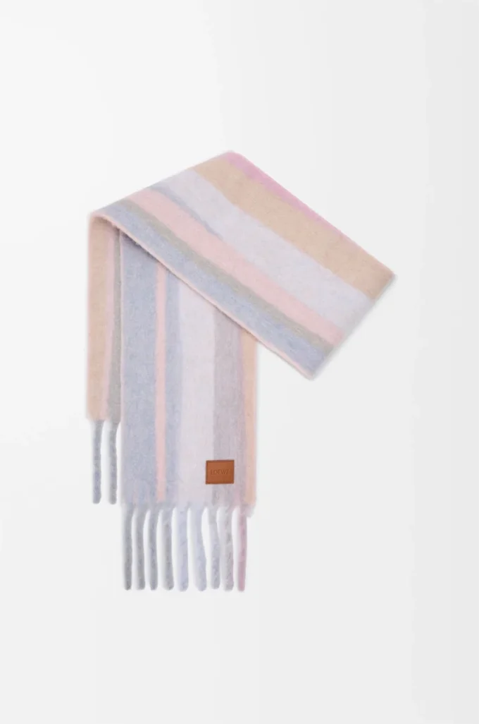 Scarf in alpaca and wool blend Light Blue/Pink/Sandstone