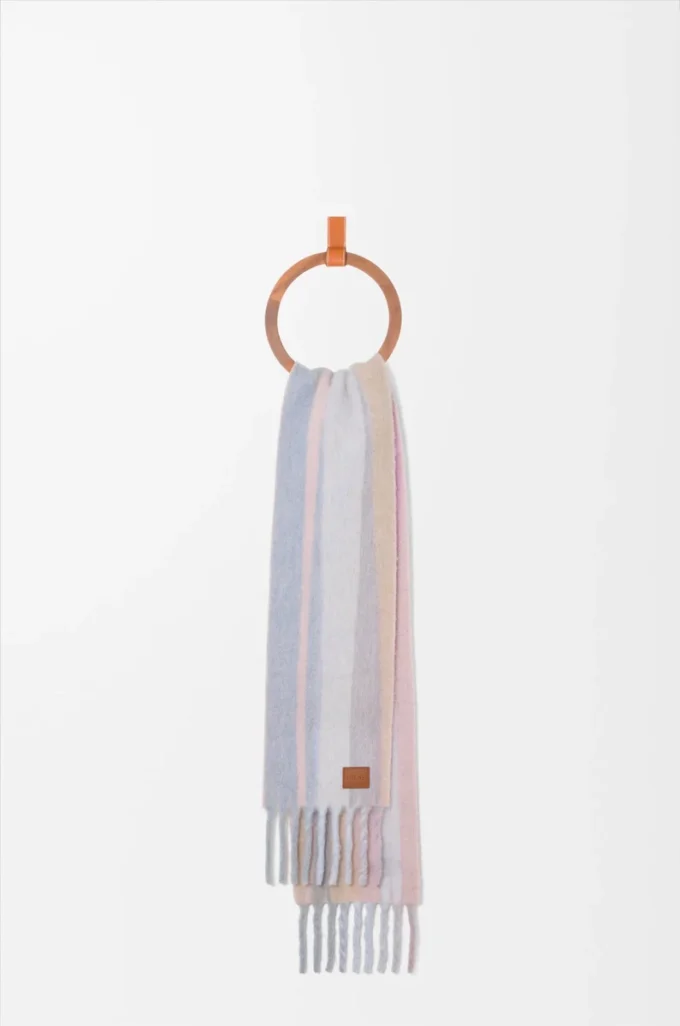 Scarf in alpaca and wool blend Light Blue/Pink/Sandstone