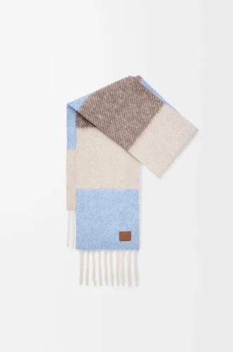 Scarf in alpaca and wool blend Light Blue/Sandstone/Brown