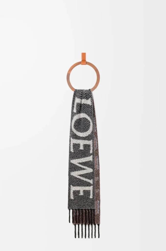 Scarf in alpaca and wool blend Light Blue/White