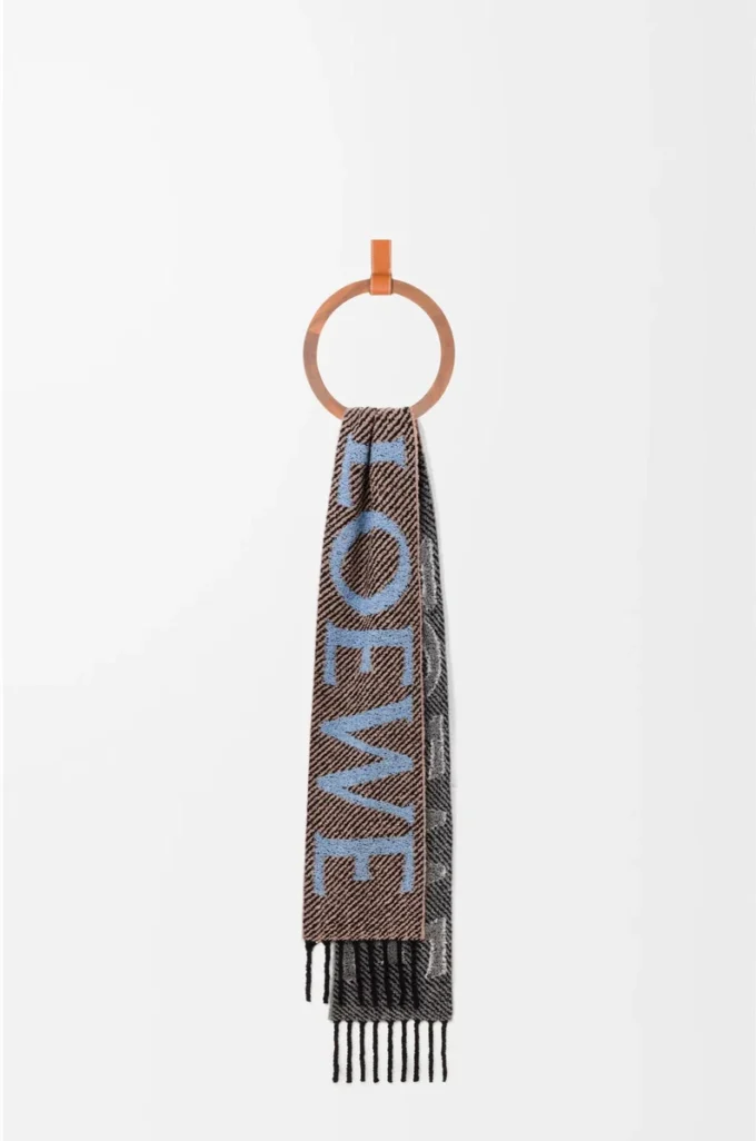 Scarf in alpaca and wool blend Light Blue/White