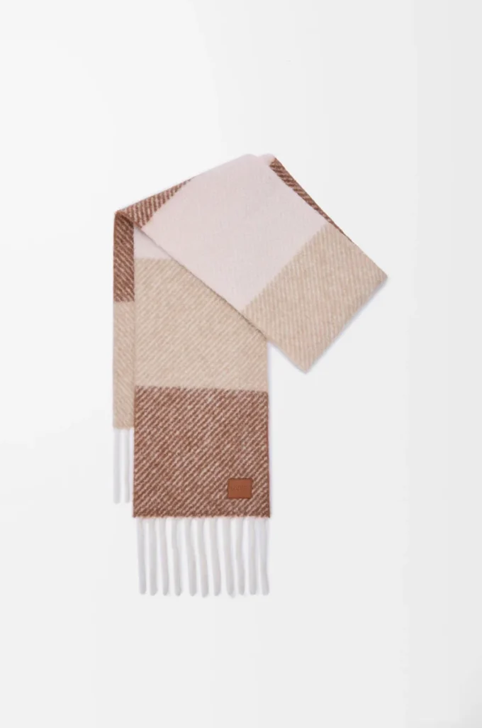 Scarf in alpaca and wool blend Mocha/Beige
