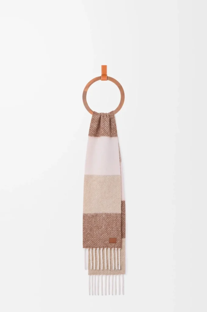Scarf in alpaca and wool blend Mocha/Beige