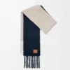 Scarf in alpaca and wool blend Navy Blue/Sandstone