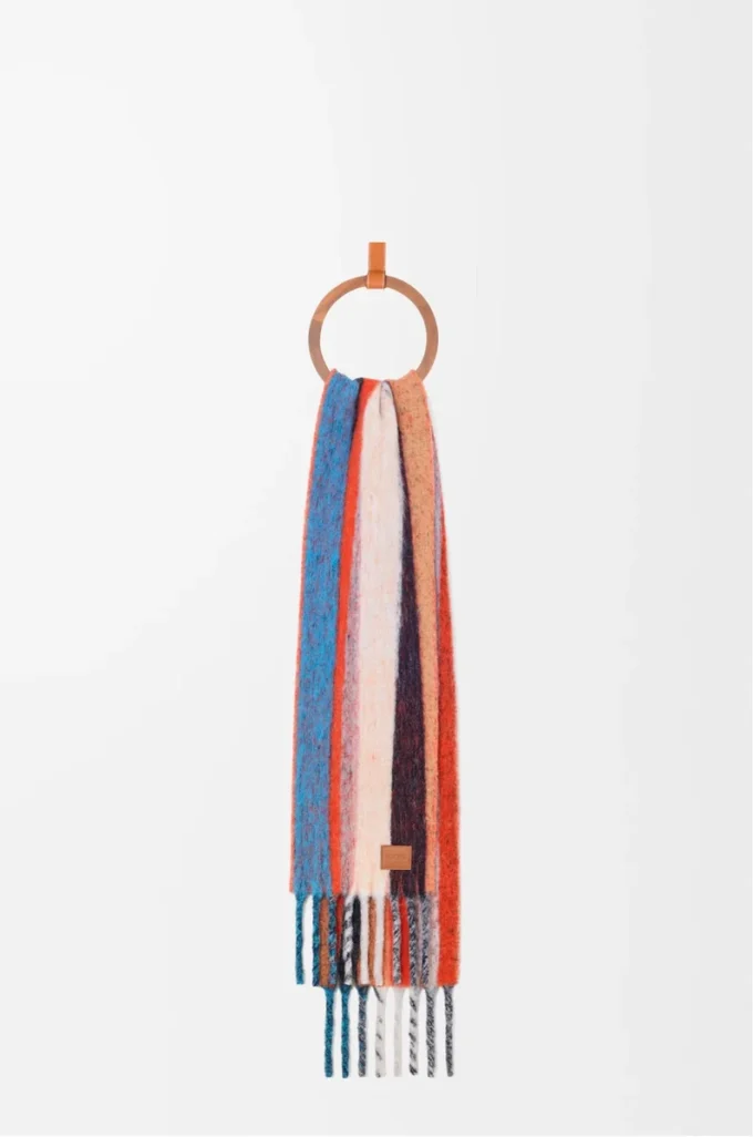 Scarf in alpaca and wool blend Orange/Blue