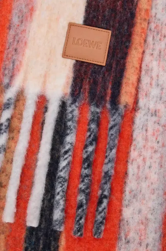 Scarf in alpaca and wool blend Orange/Blue