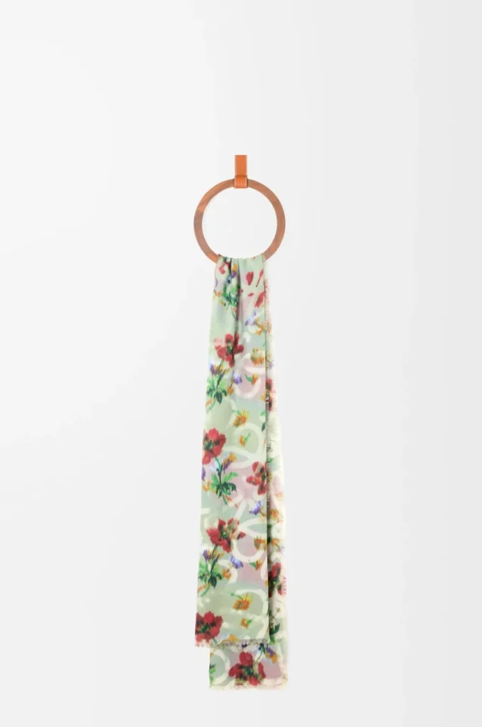 Scarf in cashmere and silk Sage/Multicolor