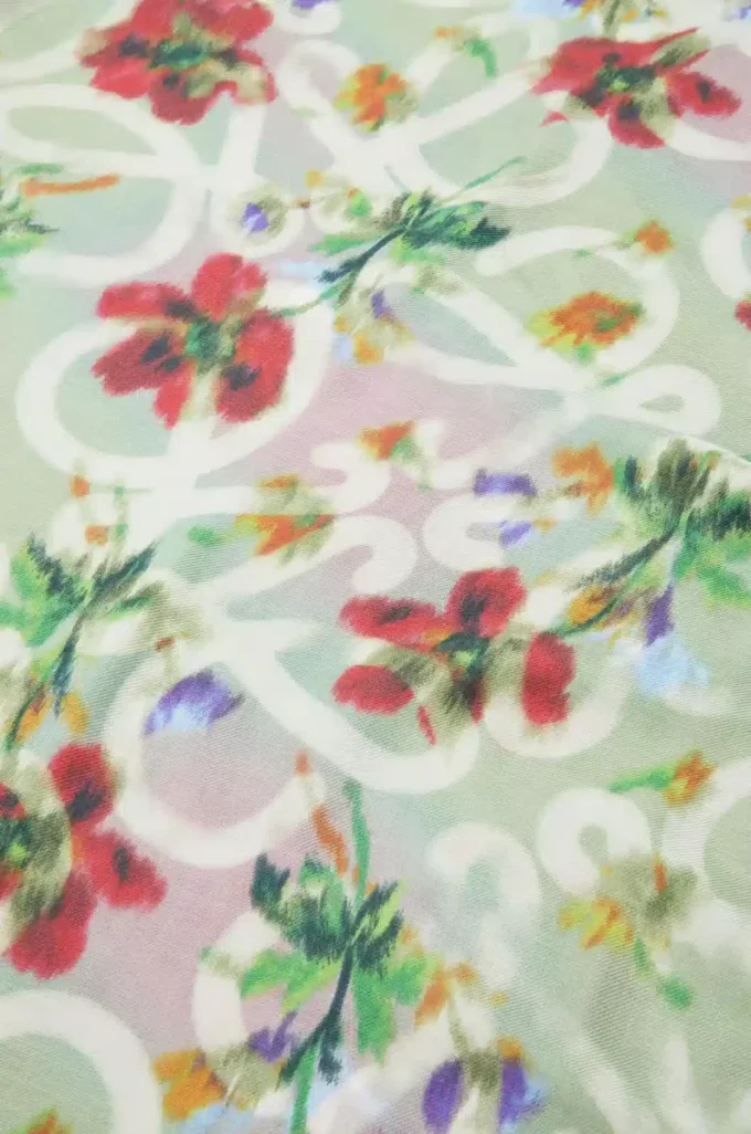 Scarf in cashmere and silk Sage/Multicolor