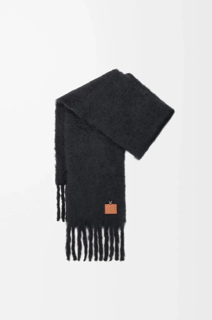 Scarf in mohair and wool blend Black