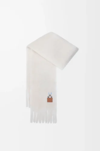 Scarf in mohair and wool blend White