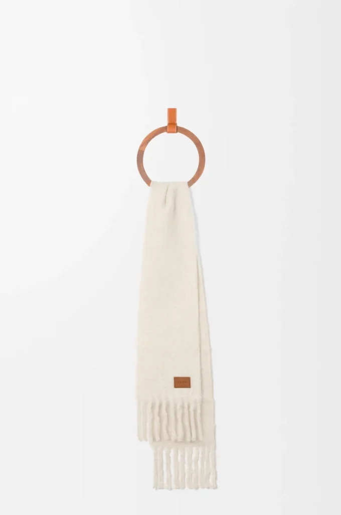 Scarf in mohair and wool blend White