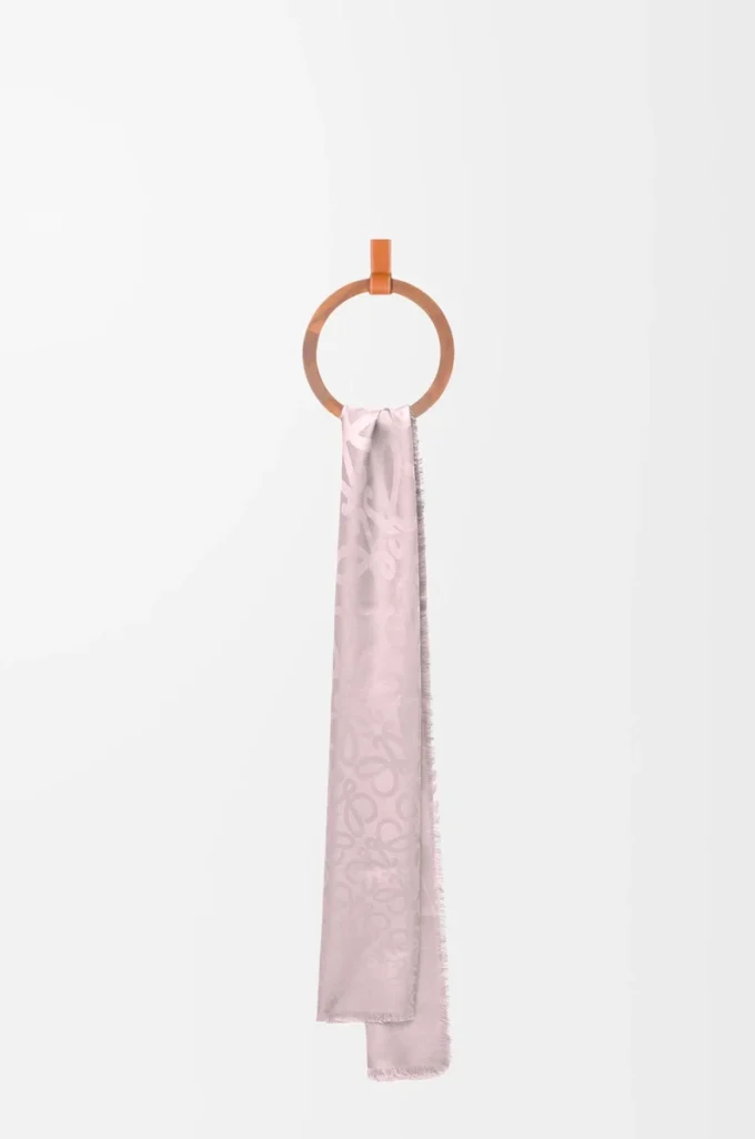 Scarf in silk and wool Icy Pink