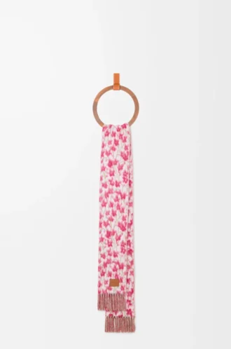 Scarf in wool and alpaca blend Pink/Multicolor