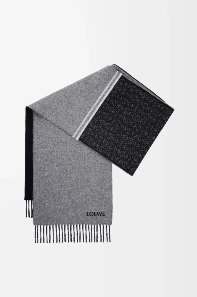 Scarf in wool and cashmere Black/Grey