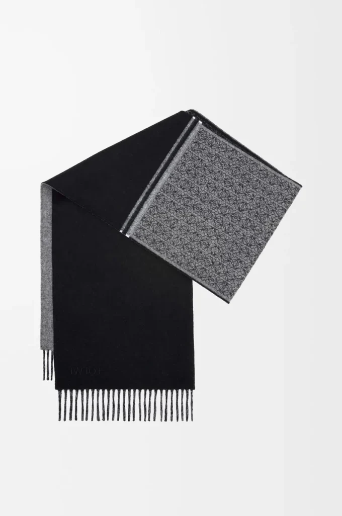 Scarf in wool and cashmere Black/Grey
