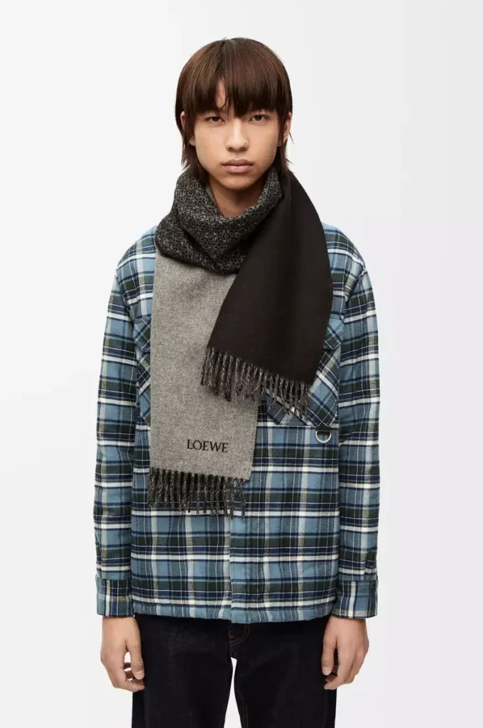 Scarf in wool and cashmere Black/Grey