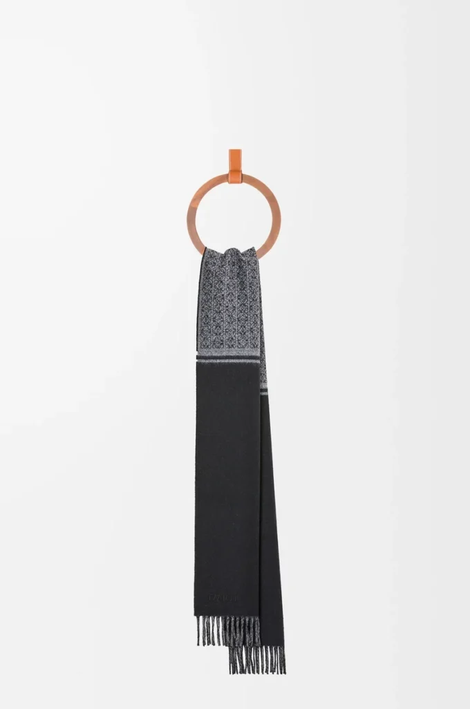 Scarf in wool and cashmere Black/Grey