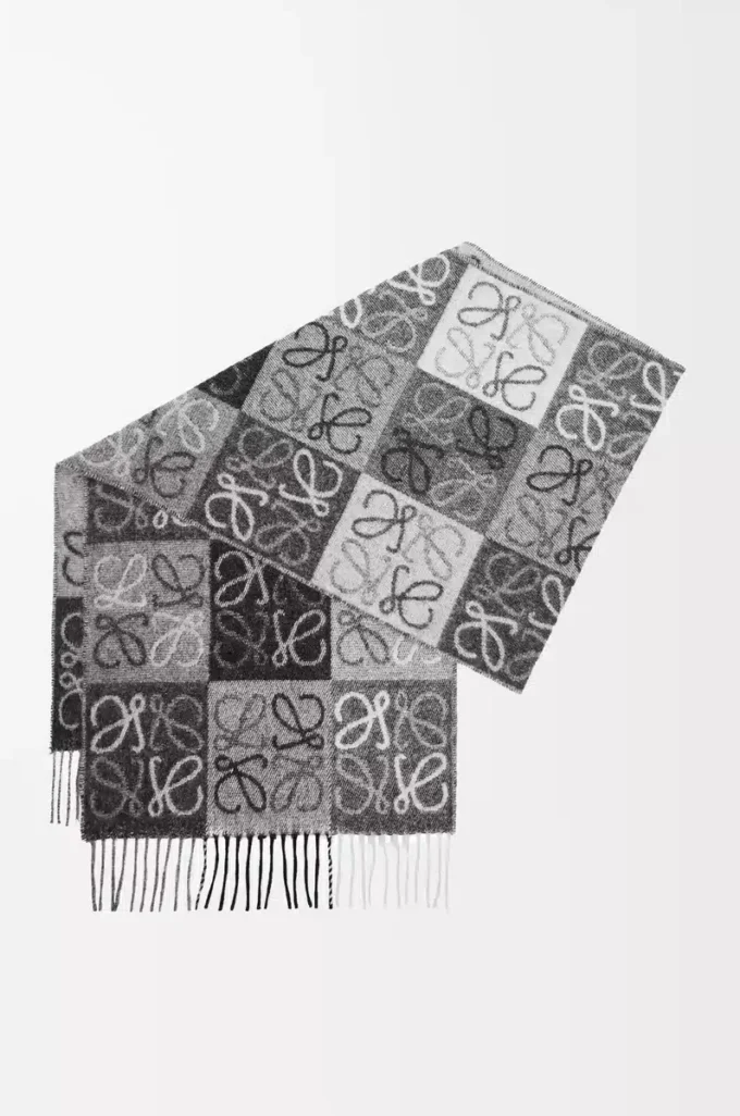 Scarf in wool and cashmere Black/White
