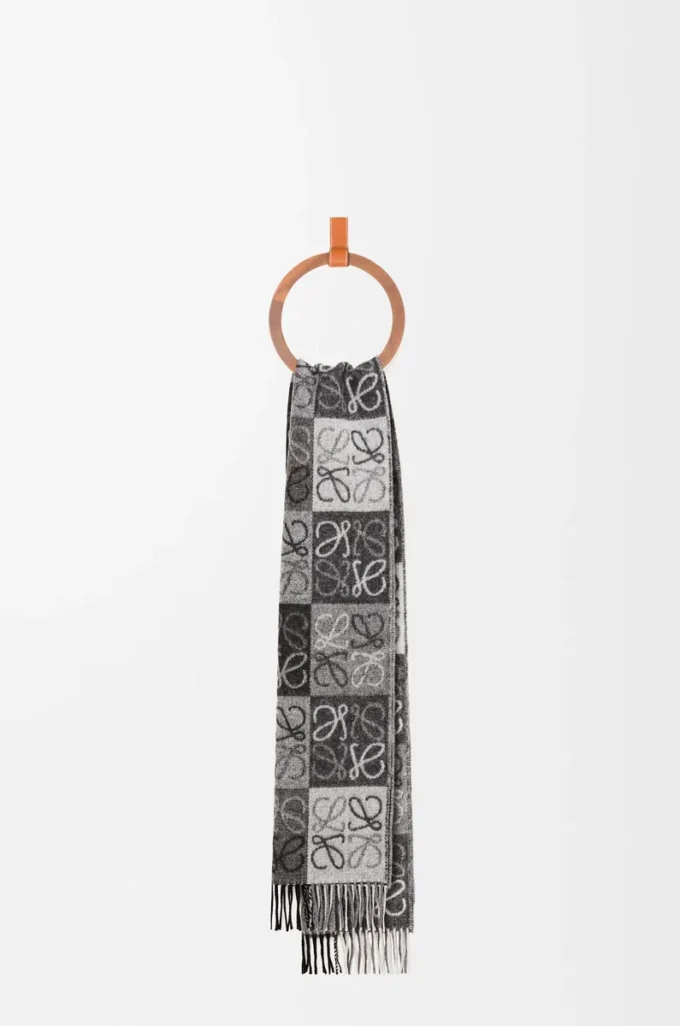 Scarf in wool and cashmere Black/White