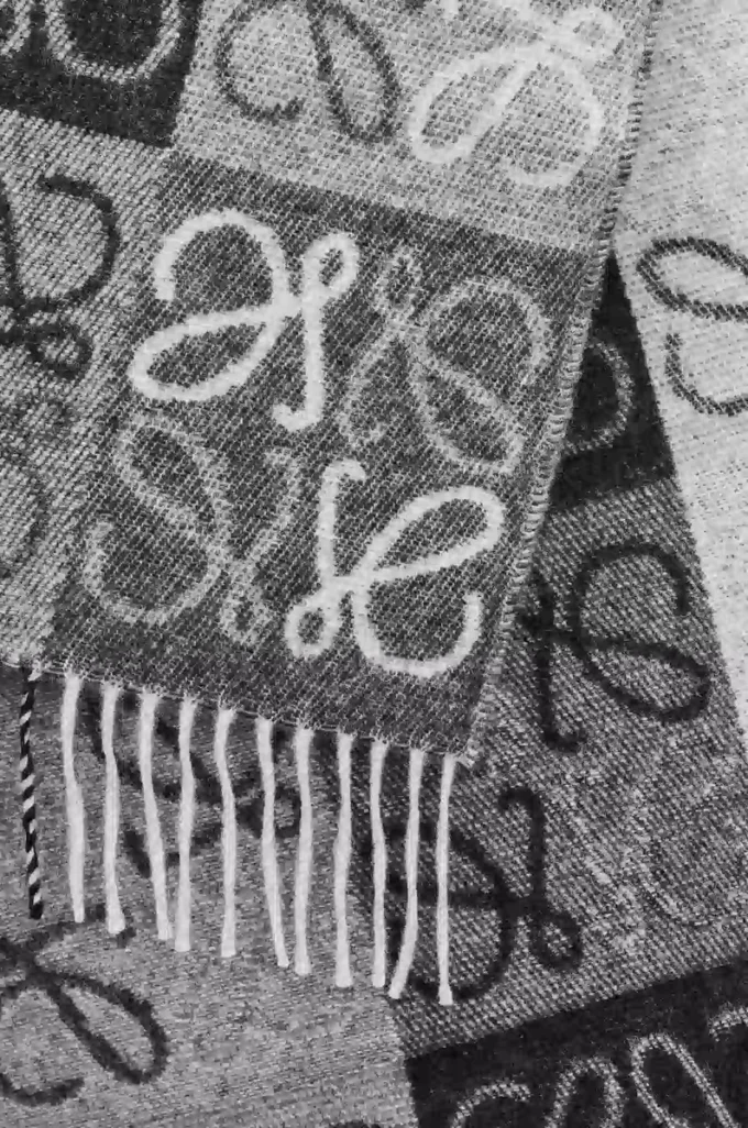 Scarf in wool and cashmere Black/White