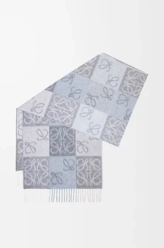 Scarf in wool and cashmere Blue/White