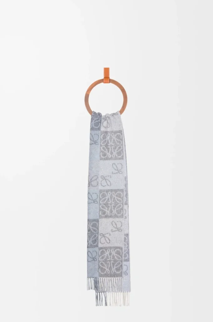 Scarf in wool and cashmere Blue/White