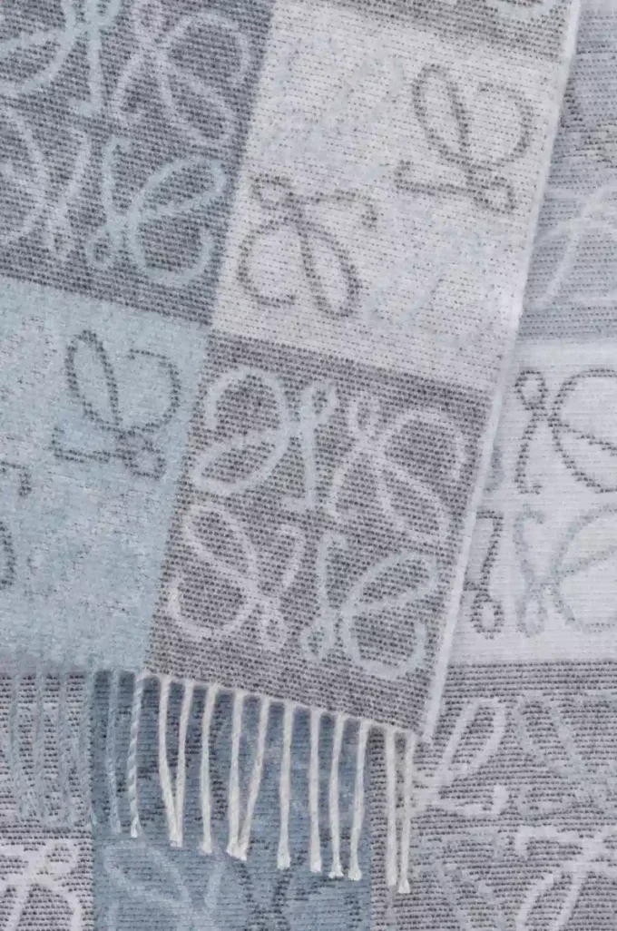 Scarf in wool and cashmere Blue/White