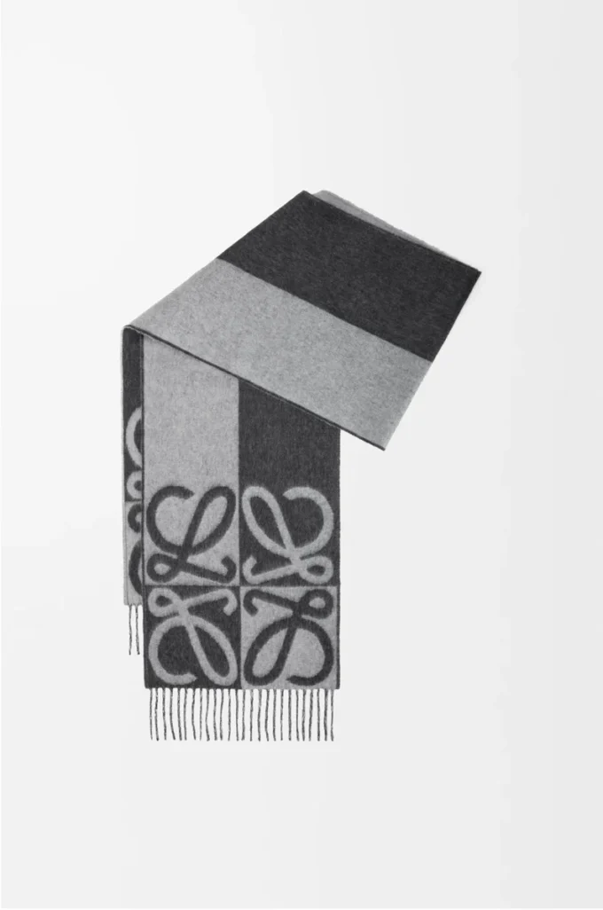 Scarf in wool and cashmere Dark Grey/Light Grey