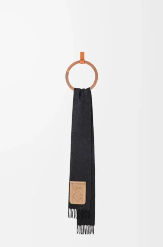 Scarf in wool and cashmere Dark Grey Melange