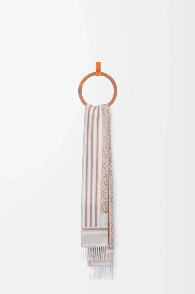 Scarf in wool and cashmere Light Beige
