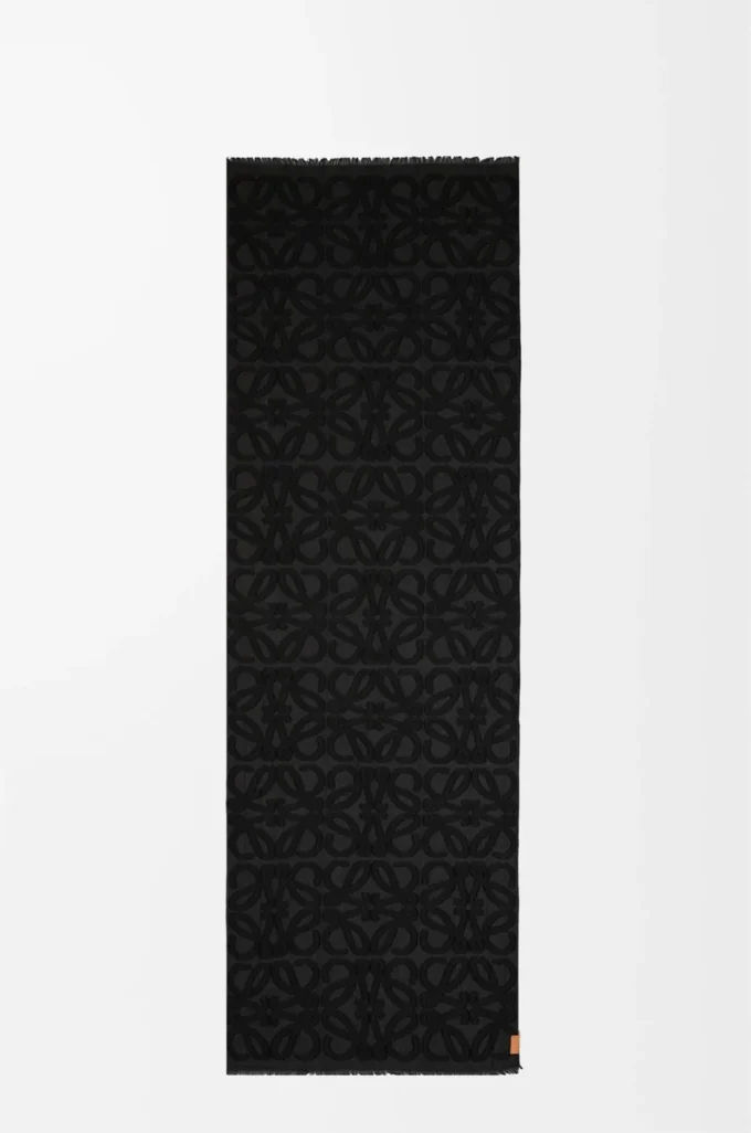 Scarf in wool and silk Black Scarf in wool and silk Black